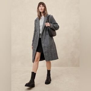 NWT Banana Republic Herringbone Timeless Topcoat Black/Charcoal